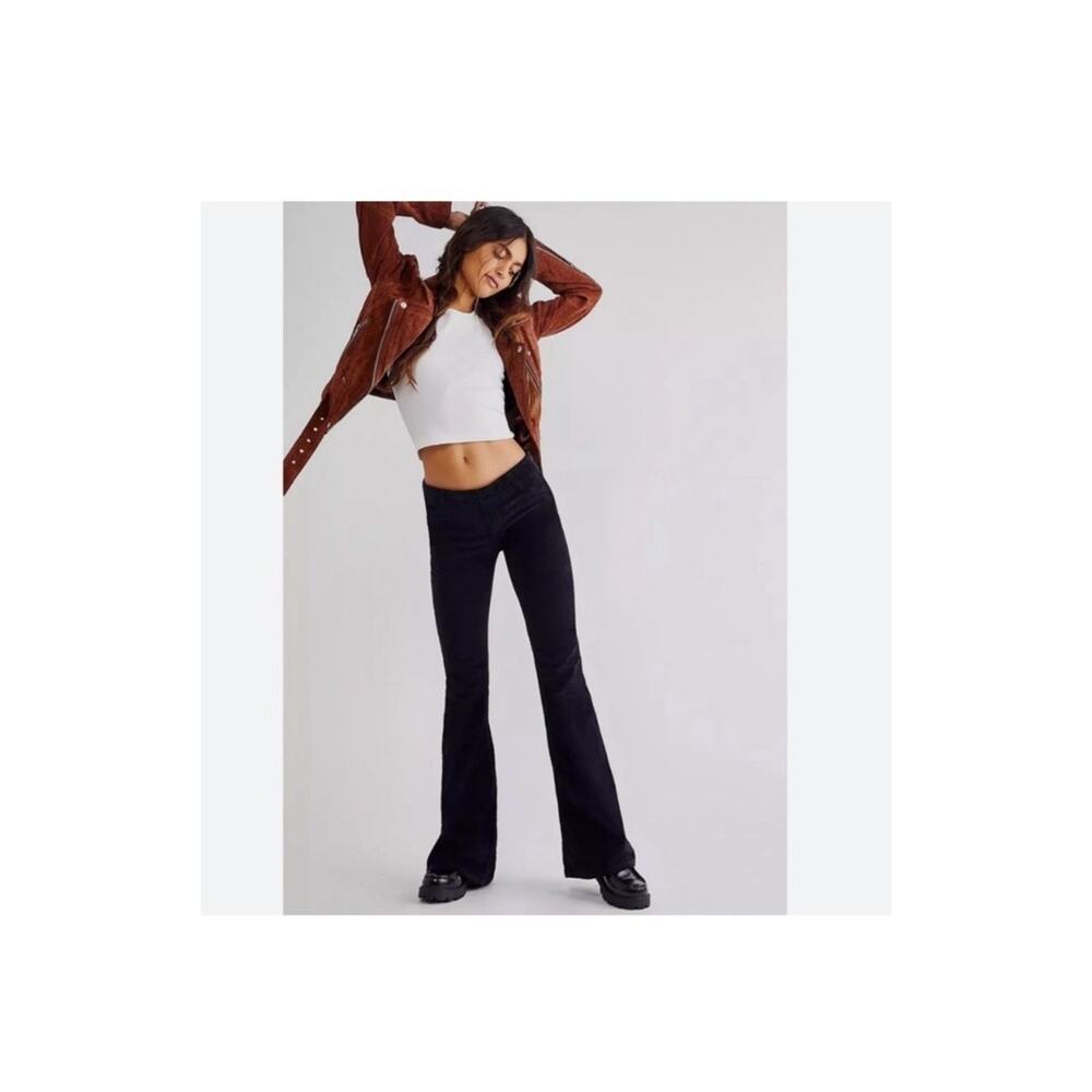 Women's We the Free Black Corduroy Jeans Pull On Flared Leg NWT Size 32